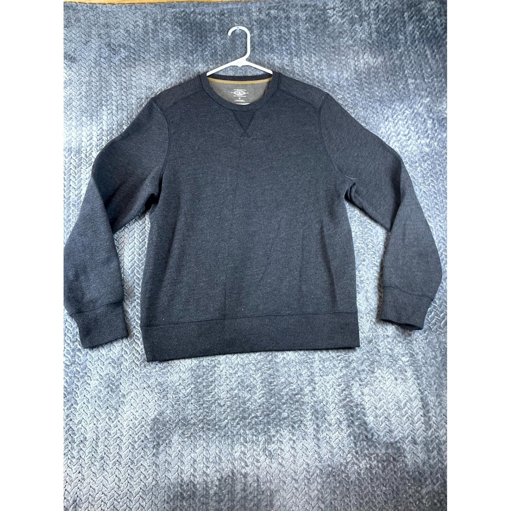 G.H. Bass & Co Sweatshirt Mens Small Black Cotton Crew Neck V Insert Warm Winter